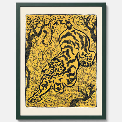 Tavla med Tiger i djungeln poster  – Japansk vintageposter - Japansk konst