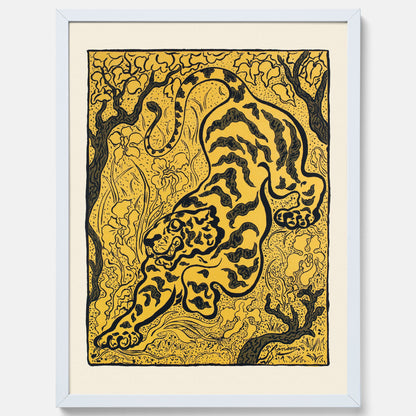 Tavla med Tiger i djungeln poster  – Japansk vintageposter - Japansk konst