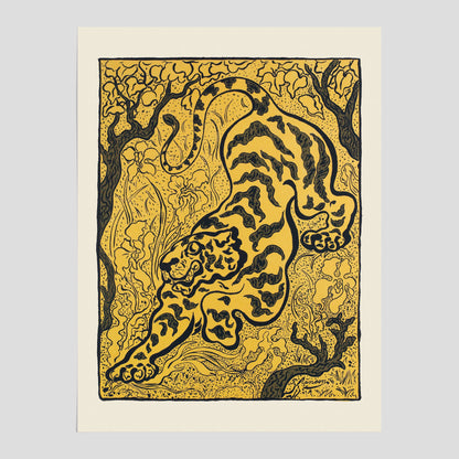 Tiger i djungeln poster  – Japansk vintageposter - Japansk konst