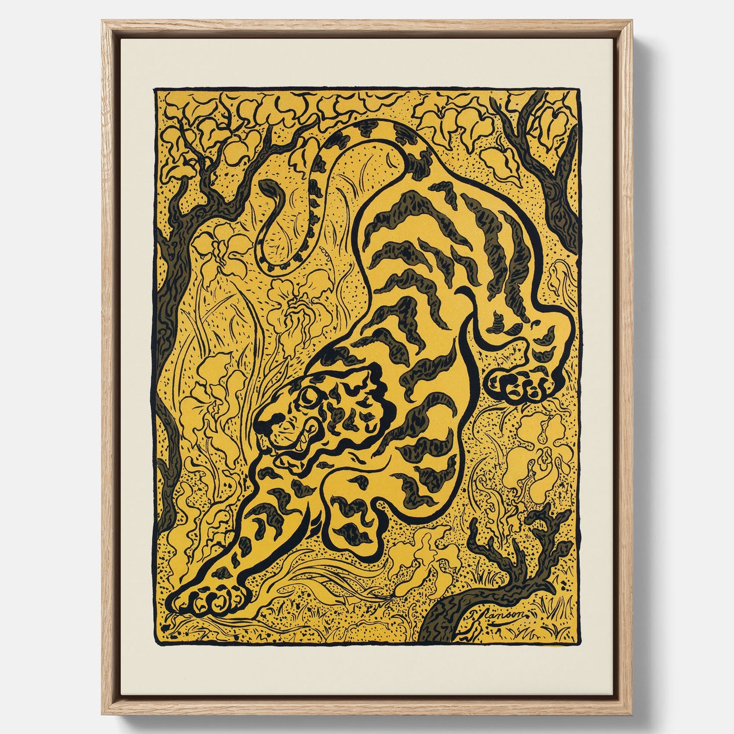 Canvastavla med Tiger i djungeln poster  – Japansk vintageposter - Japansk konst