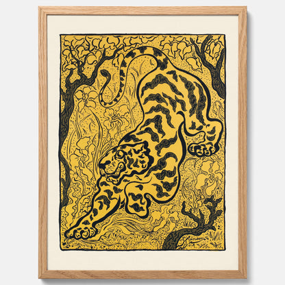 Tavla med Tiger i djungeln poster  – Japansk vintageposter - Japansk konst