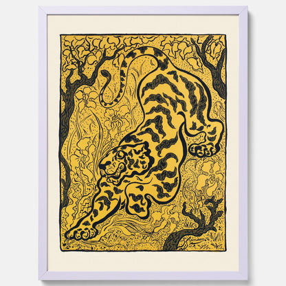 Tavla med Tiger i djungeln poster  – Japansk vintageposter - Japansk konst