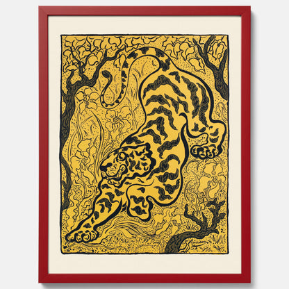 Tavla med Tiger i djungeln poster  – Japansk vintageposter - Japansk konst