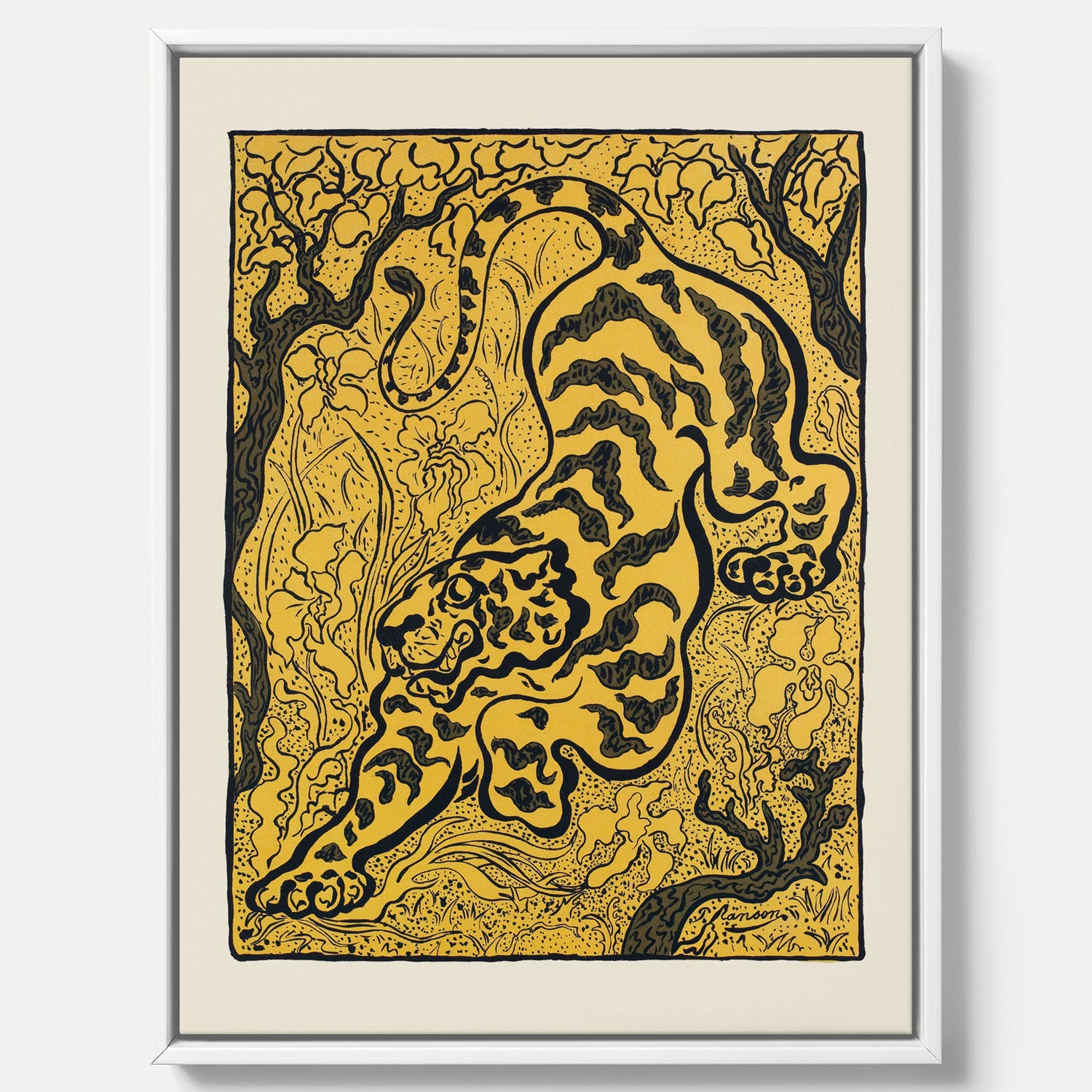 Canvastavla med Tiger i djungeln poster  – Japansk vintageposter - Japansk konst