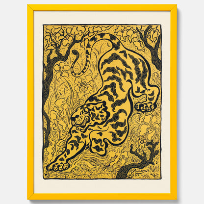 Tavla med Tiger i djungeln poster  – Japansk vintageposter - Japansk konst
