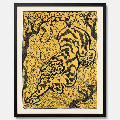 Tavla med Tiger i djungeln poster  – Japansk vintageposter - Japansk konst