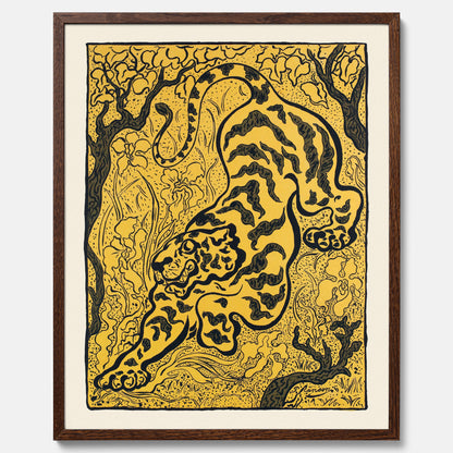 Tavla med Tiger i djungeln poster  – Japansk vintageposter - Japansk konst
