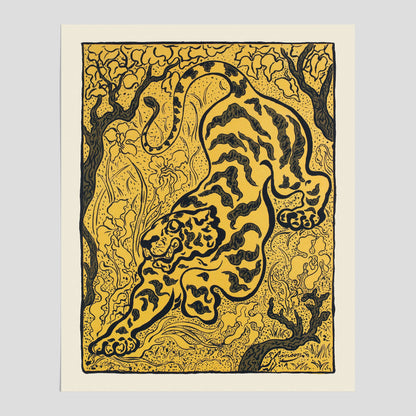Tiger i djungeln poster  – Japansk vintageposter - Japansk konst