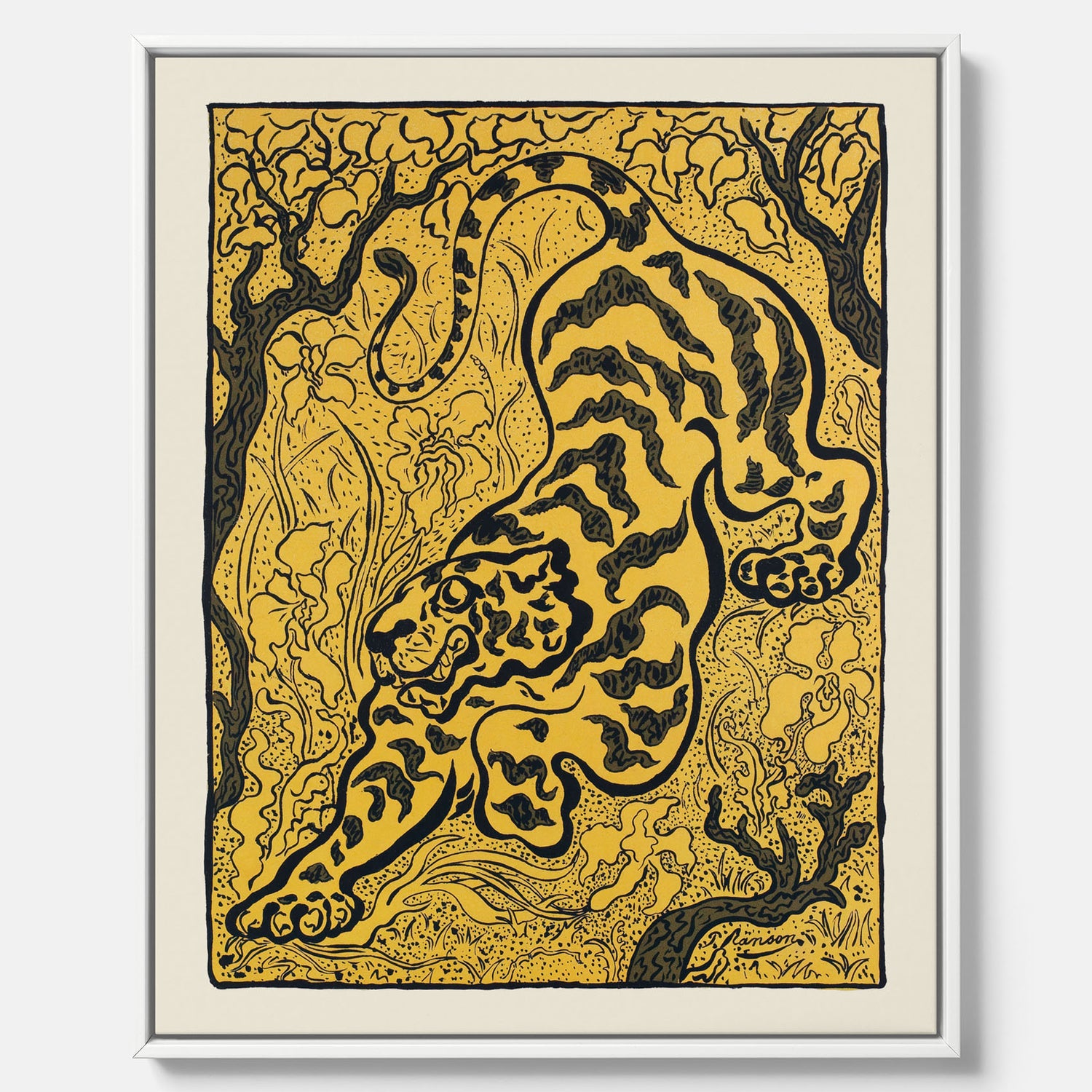 Canvastavla med Tiger i djungeln poster  – Japansk vintageposter - Japansk konst