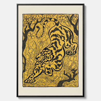 Canvastavla med Tiger i djungeln poster  – Japansk vintageposter - Japansk konst