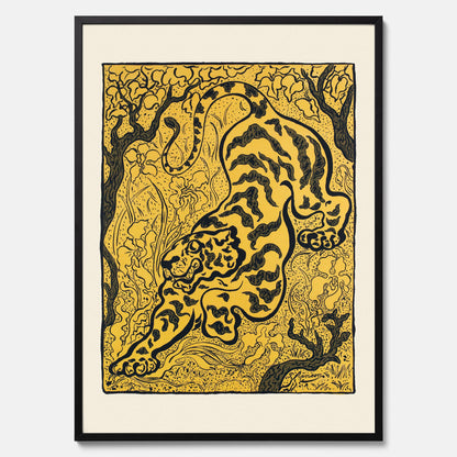 Tavla med Tiger i djungeln poster  – Japansk vintageposter - Japansk konst