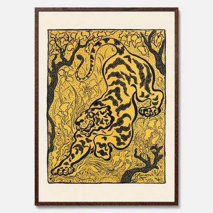 Tavla med Tiger i djungeln poster  – Japansk vintageposter - Japansk konst