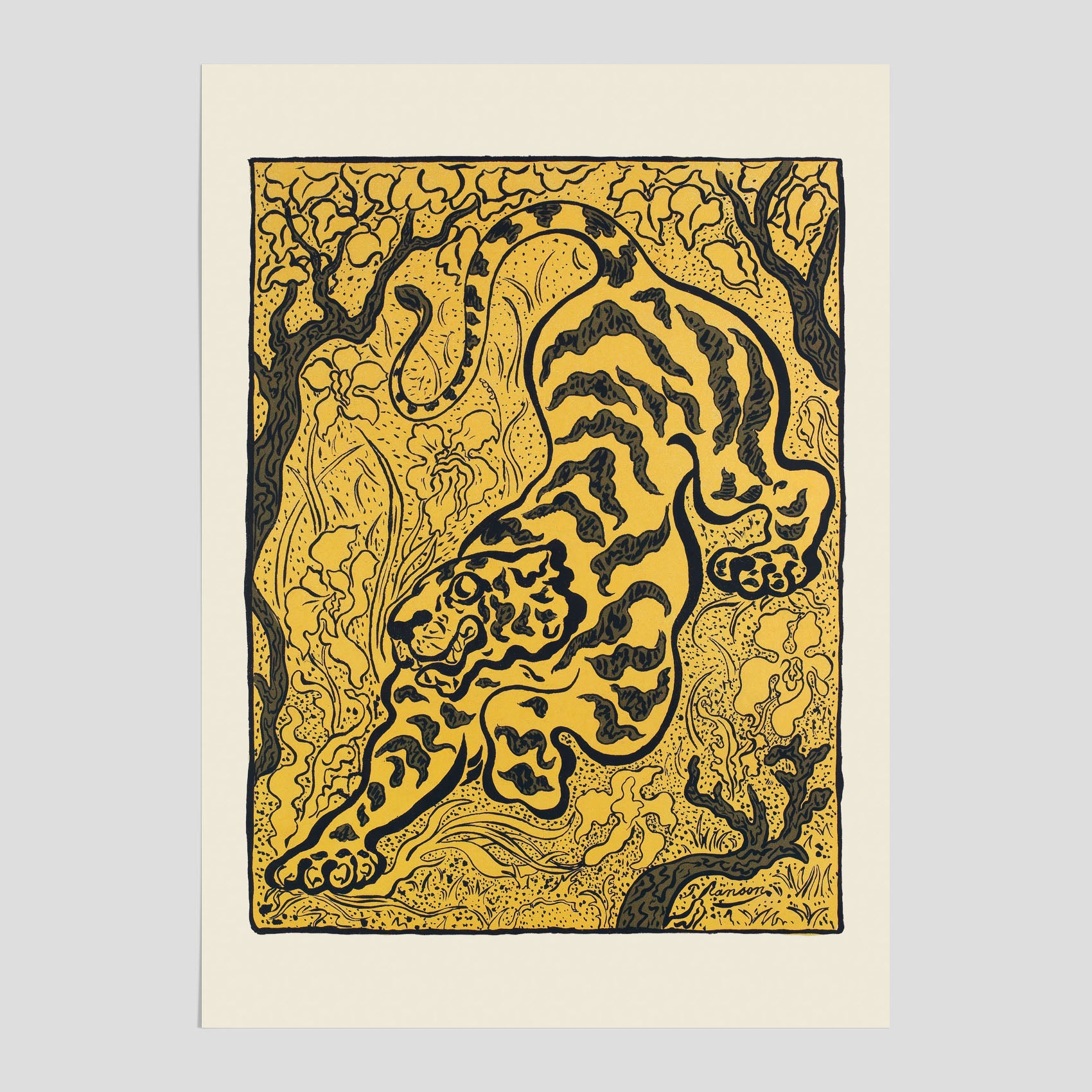 Tiger i djungeln poster  – Japansk vintageposter - Japansk konst