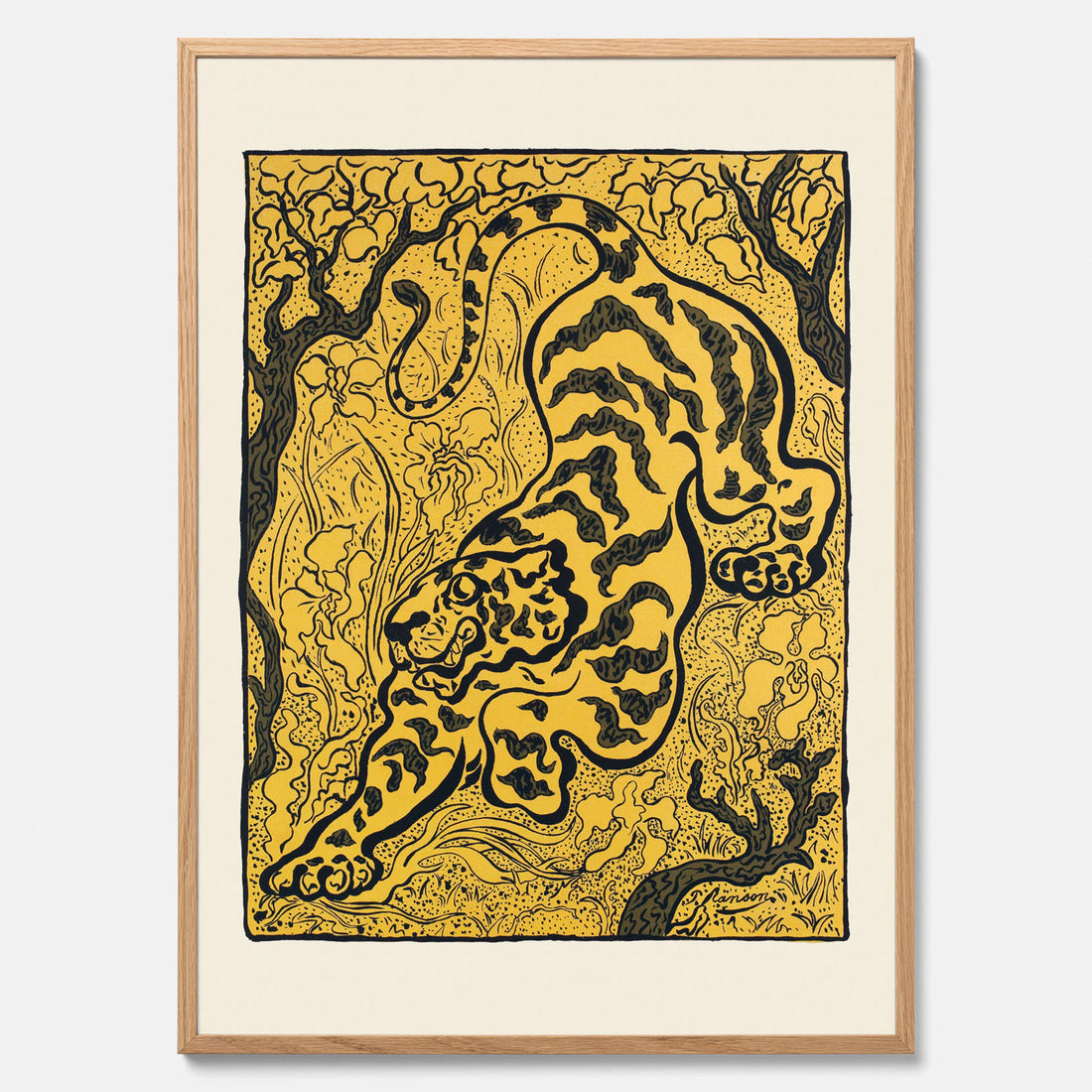 Tavla med Tiger i djungeln poster  – Japansk vintageposter - Japansk konst