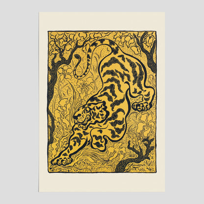 Tiger i djungeln poster  – Japansk vintageposter - Japansk konst