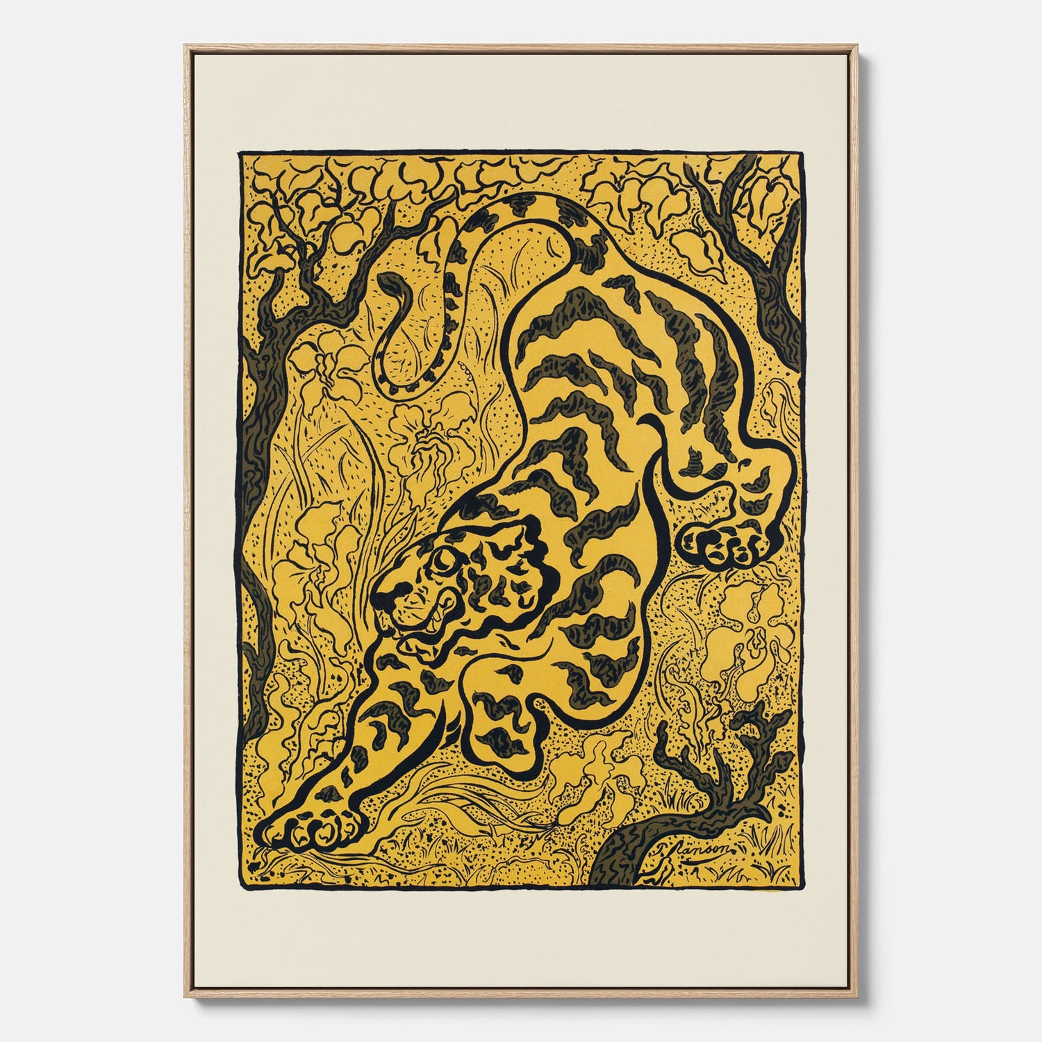 Canvastavla med Tiger i djungeln poster  – Japansk vintageposter - Japansk konst