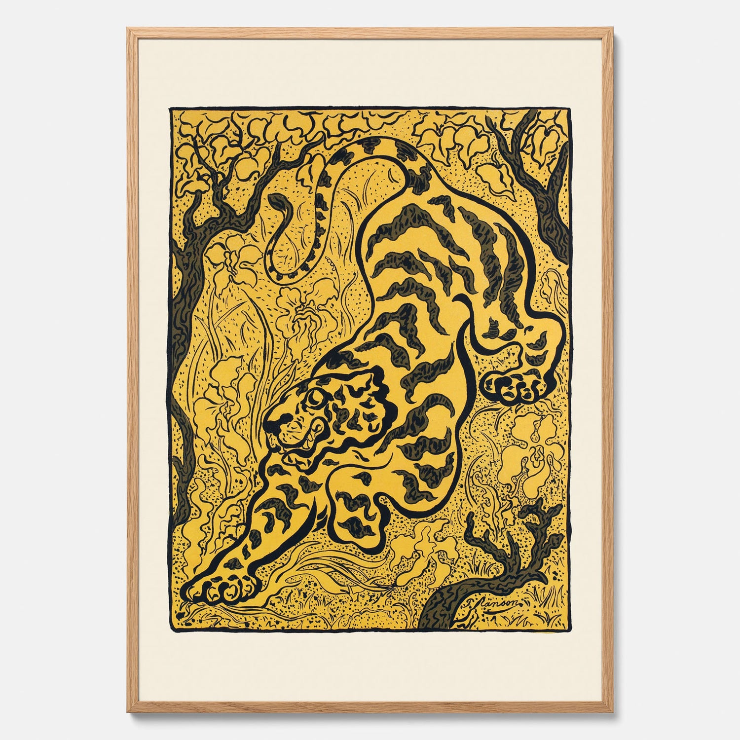 Tavla med Tiger i djungeln poster  – Japansk vintageposter - Japansk konst