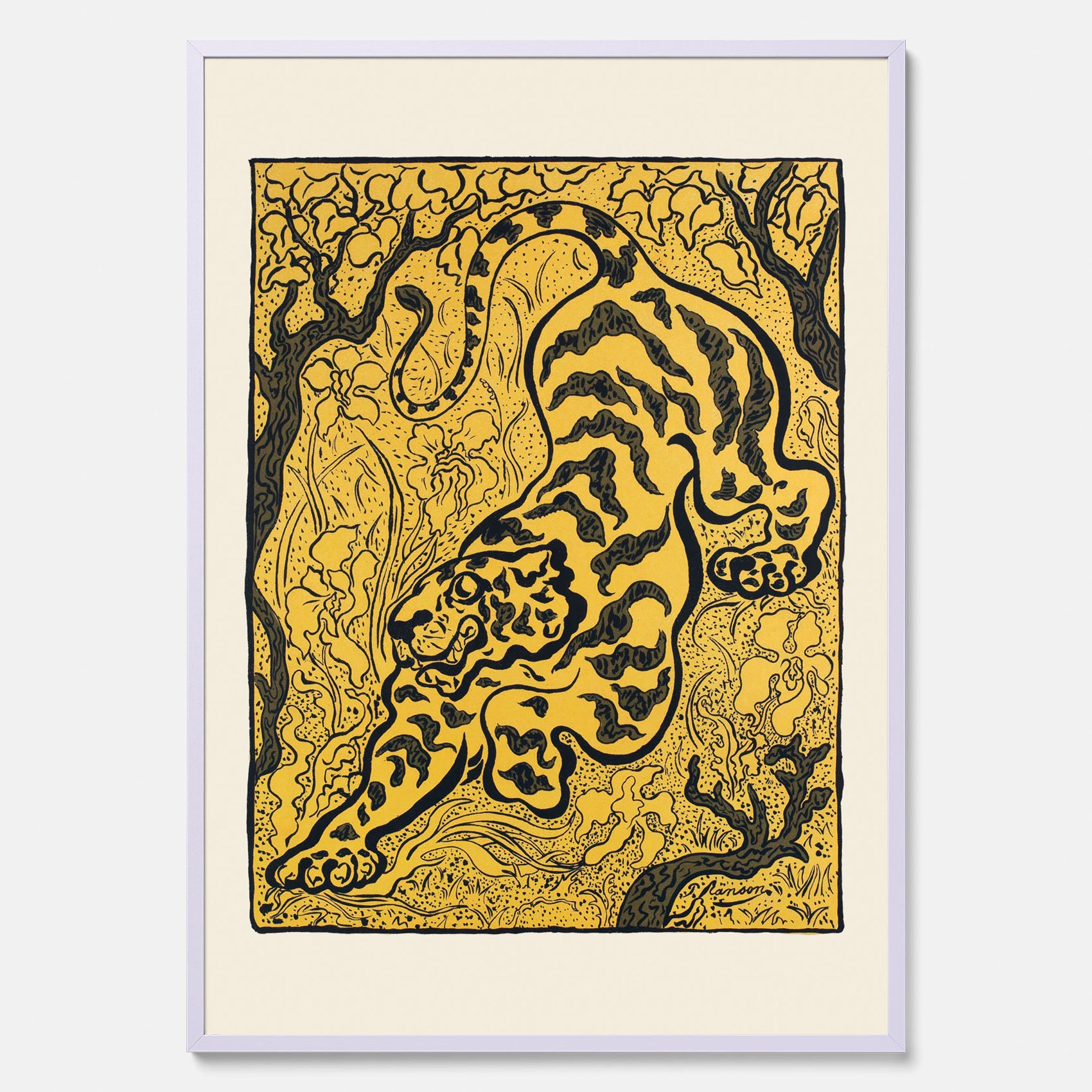Tavla med Tiger i djungeln poster  – Japansk vintageposter - Japansk konst