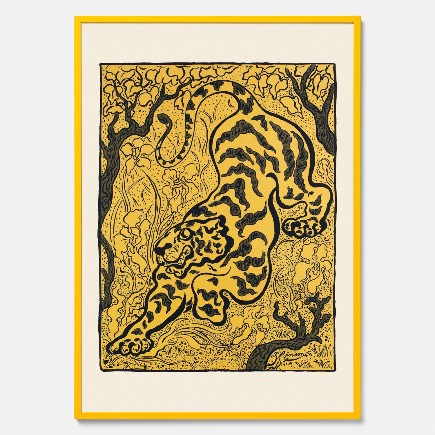 Tavla med Tiger i djungeln poster  – Japansk vintageposter - Japansk konst