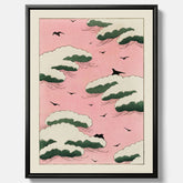 Tavla, Japansk Rosa Himmel canvas  – Vintageposter av Watanabe Shōtei