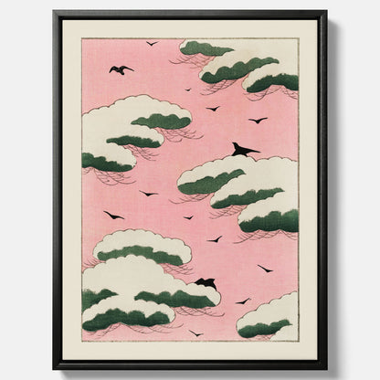 Tavla, Japansk Rosa Himmel canvas  – Vintageposter av Watanabe Shōtei
