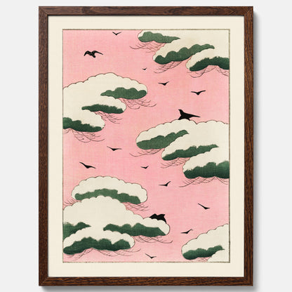 Tavla, Japansk Rosa Himmel poster  – Vintageposter av Watanabe Shōtei