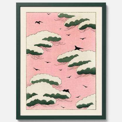 Tavla, Japansk Rosa Himmel poster  – Vintageposter av Watanabe Shōtei