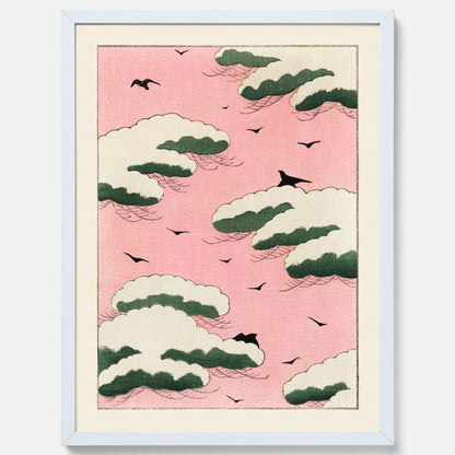 Tavla, Japansk Rosa Himmel poster  – Vintageposter av Watanabe Shōtei