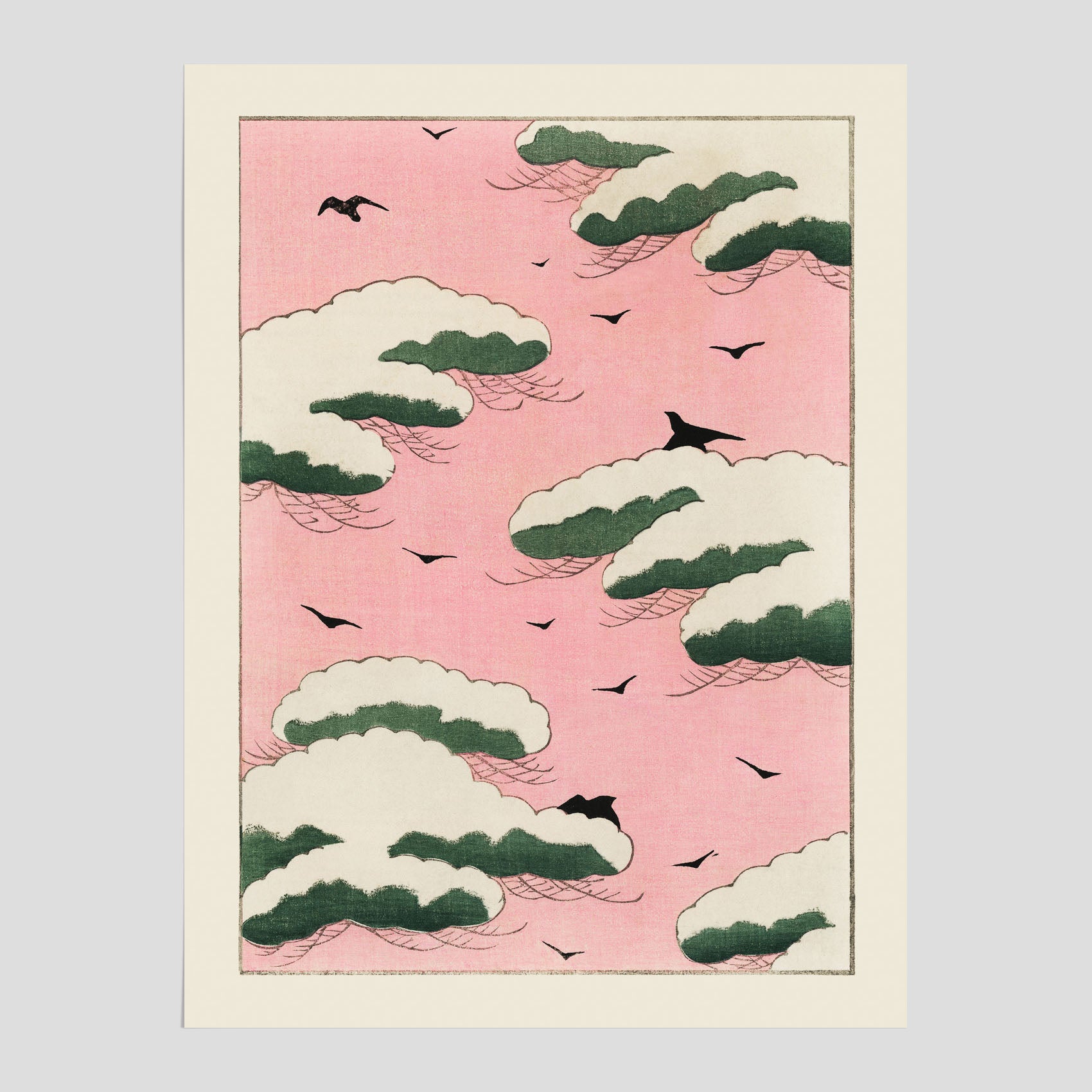 Japansk Rosa Himmel poster  – Vintageposter av Watanabe Shōtei