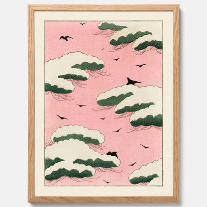 Tavla, Japansk Rosa Himmel poster  – Vintageposter av Watanabe Shōtei