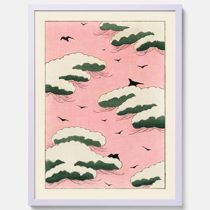 Tavla, Japansk Rosa Himmel poster  – Vintageposter av Watanabe Shōtei