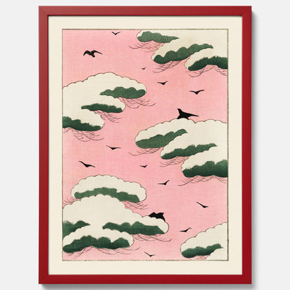 Tavla, Japansk Rosa Himmel poster  – Vintageposter av Watanabe Shōtei