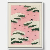 Tavla, Japansk Rosa Himmel canvas  – Vintageposter av Watanabe Shōtei