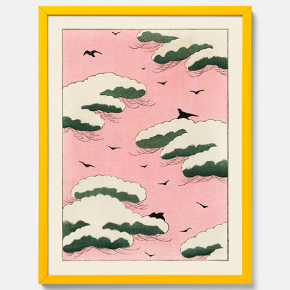 Tavla, Japansk Rosa Himmel poster  – Vintageposter av Watanabe Shōtei