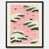 Tavla, Japansk Rosa Himmel poster  – Vintageposter av Watanabe Shōtei