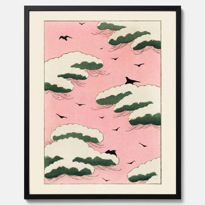 Tavla, Japansk Rosa Himmel poster  – Vintageposter av Watanabe Shōtei