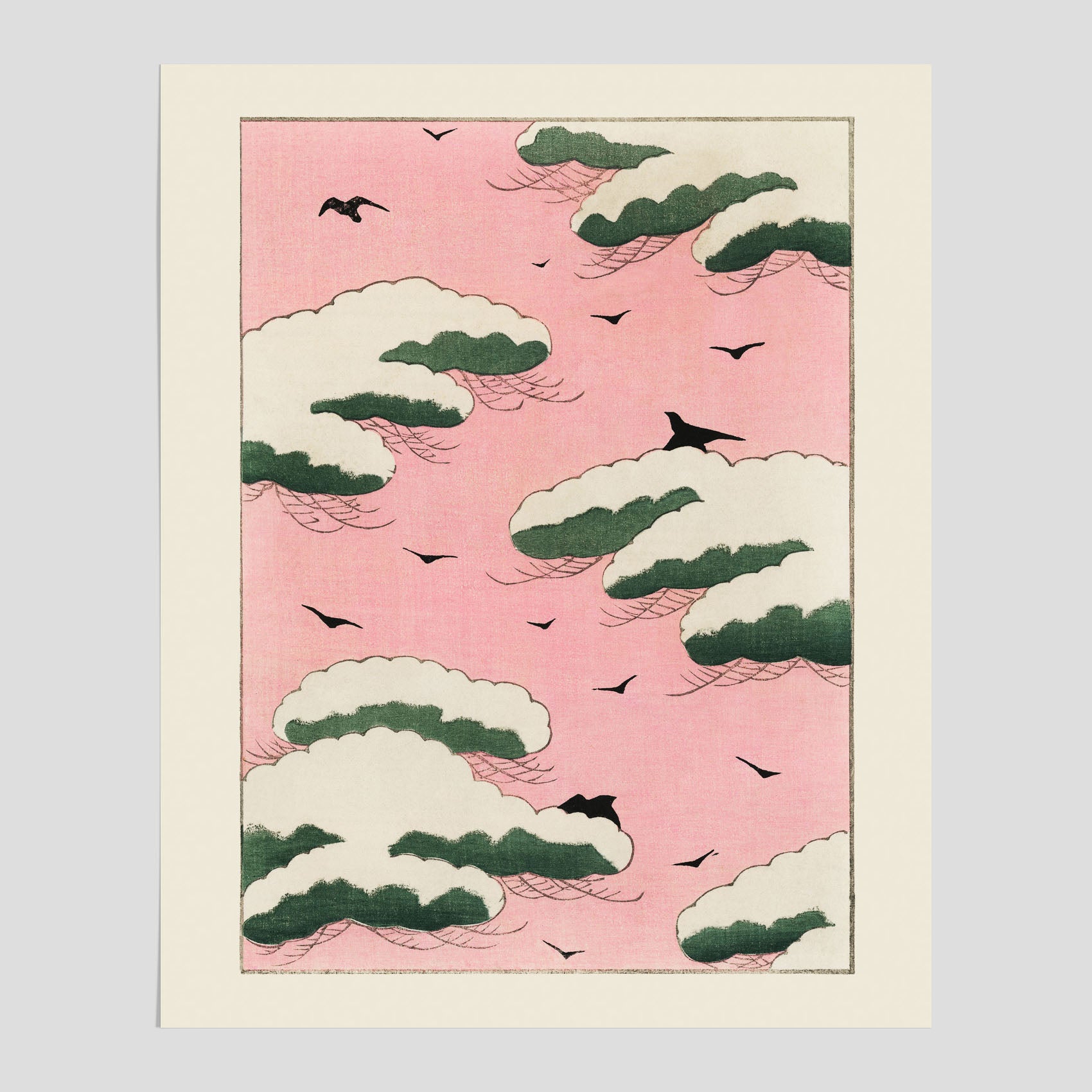 Japansk Rosa Himmel poster  – Vintageposter av Watanabe Shōtei