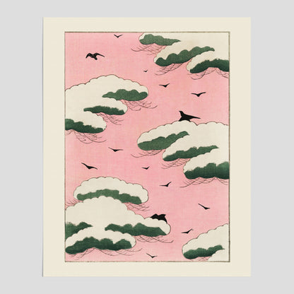 Japansk Rosa Himmel poster  – Vintageposter av Watanabe Shōtei