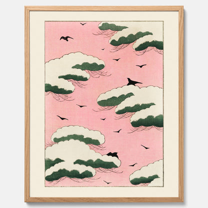 Tavla, Japansk Rosa Himmel poster  – Vintageposter av Watanabe Shōtei