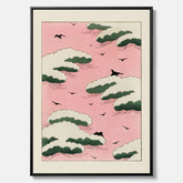 Tavla, Japansk Rosa Himmel canvas  – Vintageposter av Watanabe Shōtei