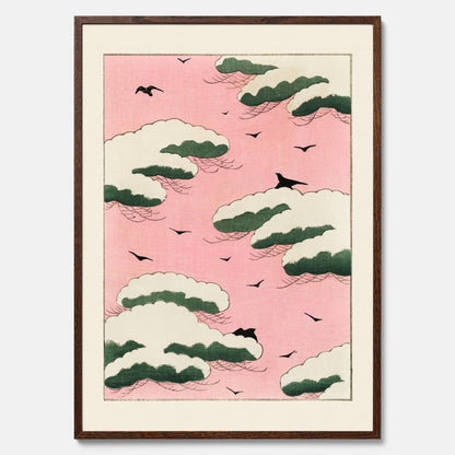 Tavla, Japansk Rosa Himmel poster  – Vintageposter av Watanabe Shōtei