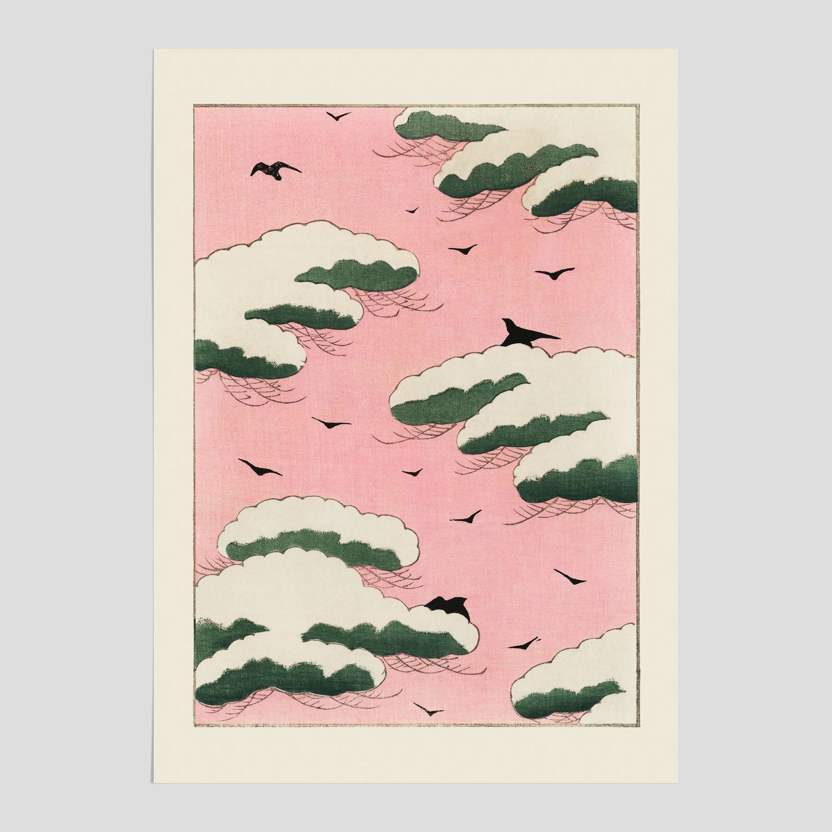 Japansk Rosa Himmel poster  – Vintageposter av Watanabe Shōtei