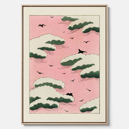 Tavla, Japansk Rosa Himmel canvas  – Vintageposter av Watanabe Shōtei