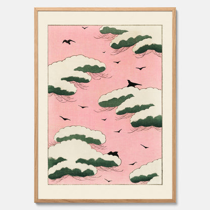 Tavla, Japansk Rosa Himmel poster  – Vintageposter av Watanabe Shōtei