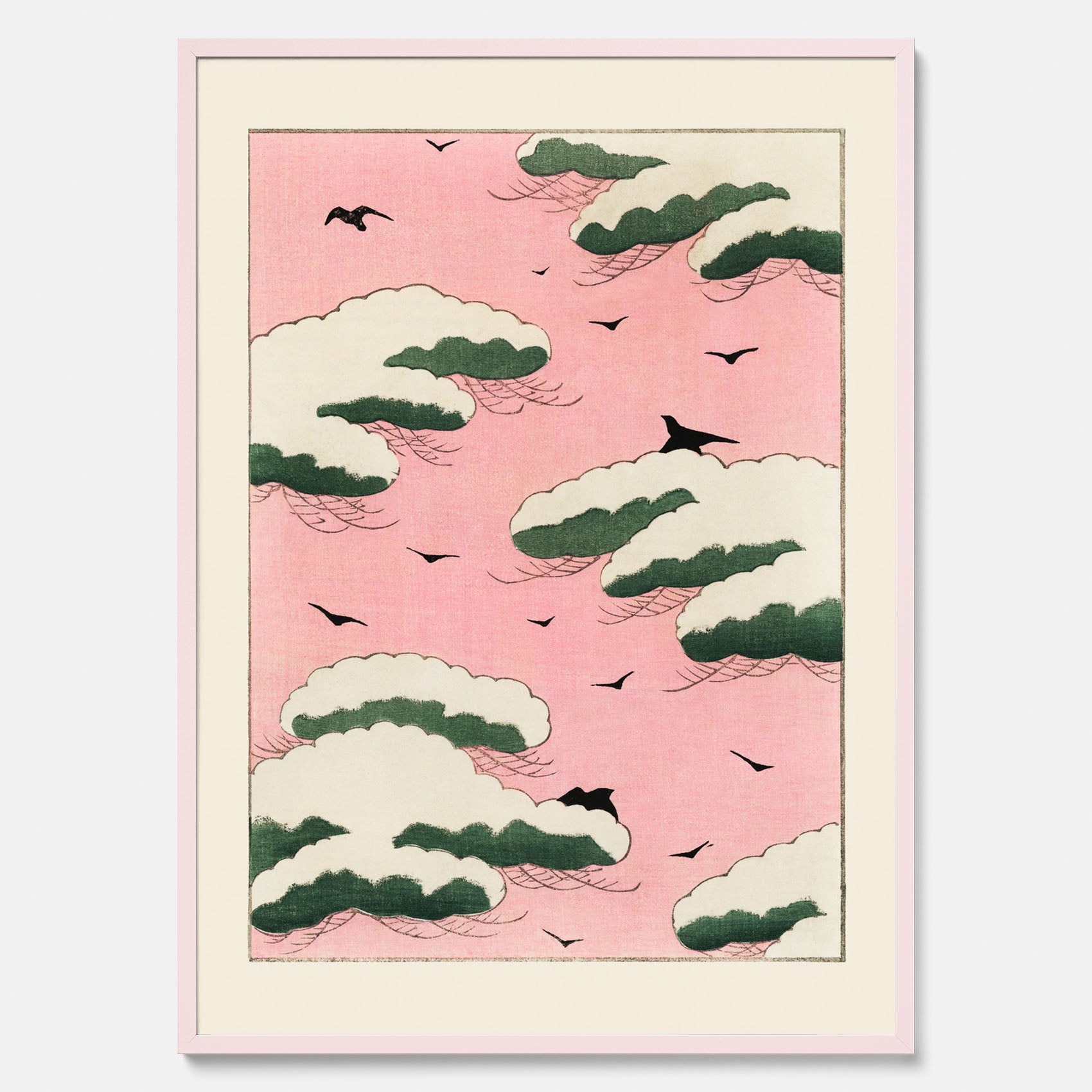 Tavla, Japansk Rosa Himmel poster  – Vintageposter av Watanabe Shōtei