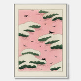 Tavla, Japansk Rosa Himmel canvas  – Vintageposter av Watanabe Shōtei