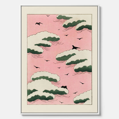 Tavla, Japansk Rosa Himmel canvas  – Vintageposter av Watanabe Shōtei