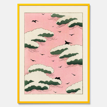Tavla, Japansk Rosa Himmel poster  – Vintageposter av Watanabe Shōtei
