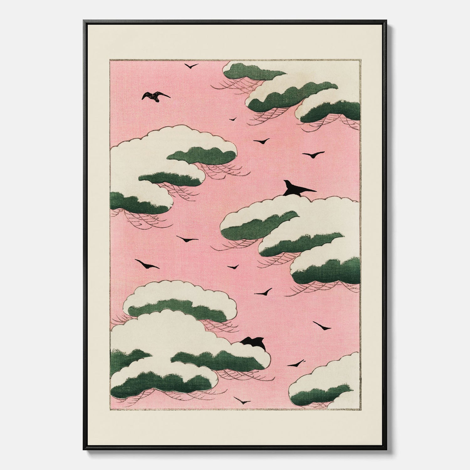 Tavla, Japansk Rosa Himmel canvas  – Vintageposter av Watanabe Shōtei