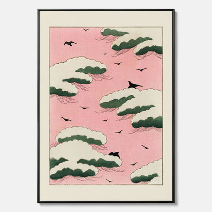 Tavla, Japansk Rosa Himmel canvas  – Vintageposter av Watanabe Shōtei
